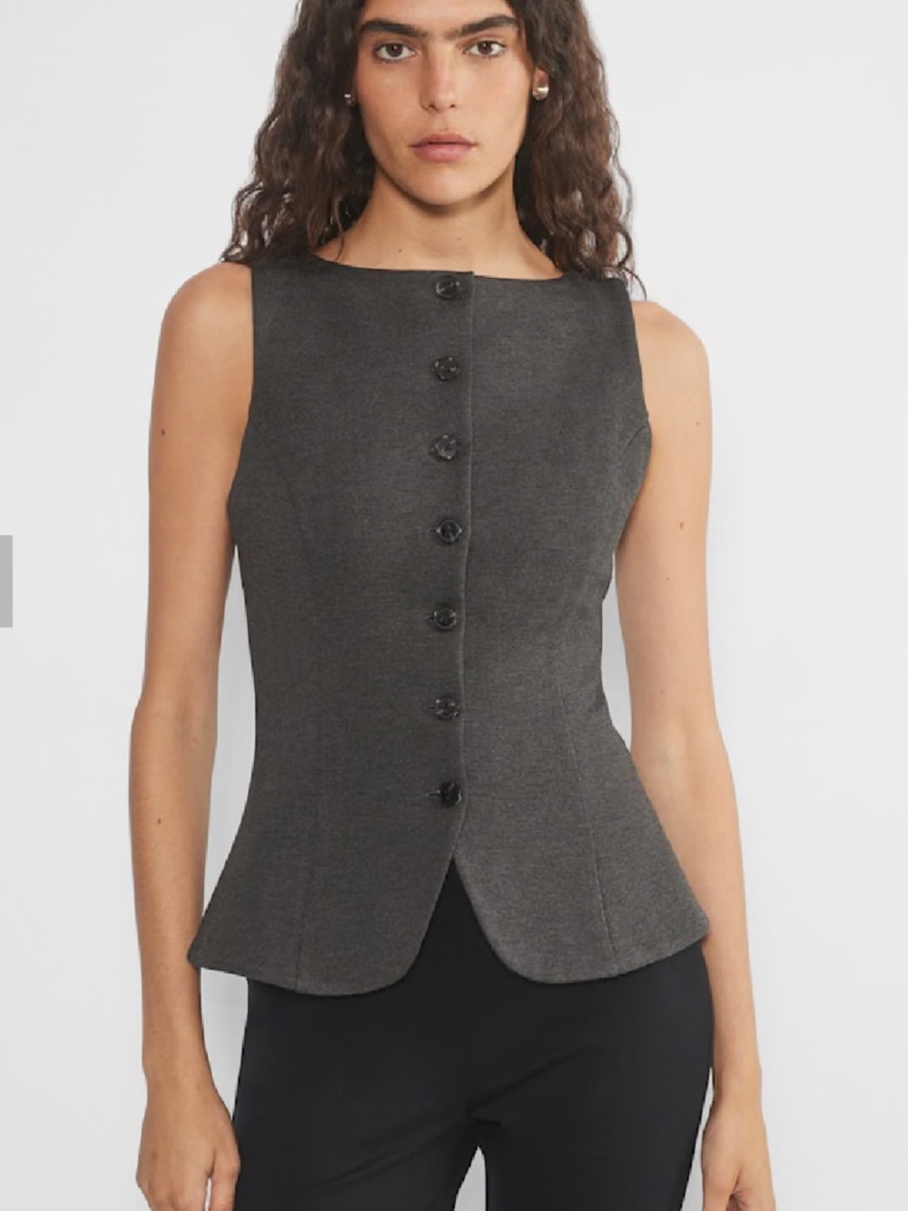 Aritzia Wilfred risette ponte vest in heather charcoal